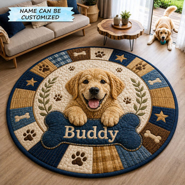 Golden Retriever Best Buddy Round Mat Rug - Nature Design | Serene Home Decor