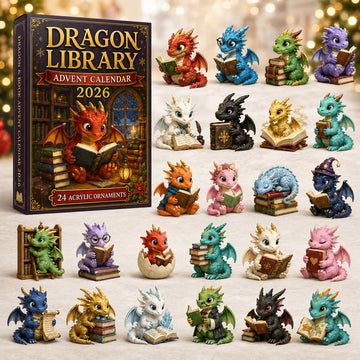Dragon Library Advent Calendar 2026 - 24-Day Countdown, Acrylic Charms