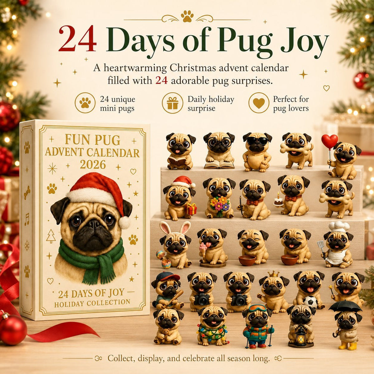 24-Day Pug Christmas Surprise advent calendar