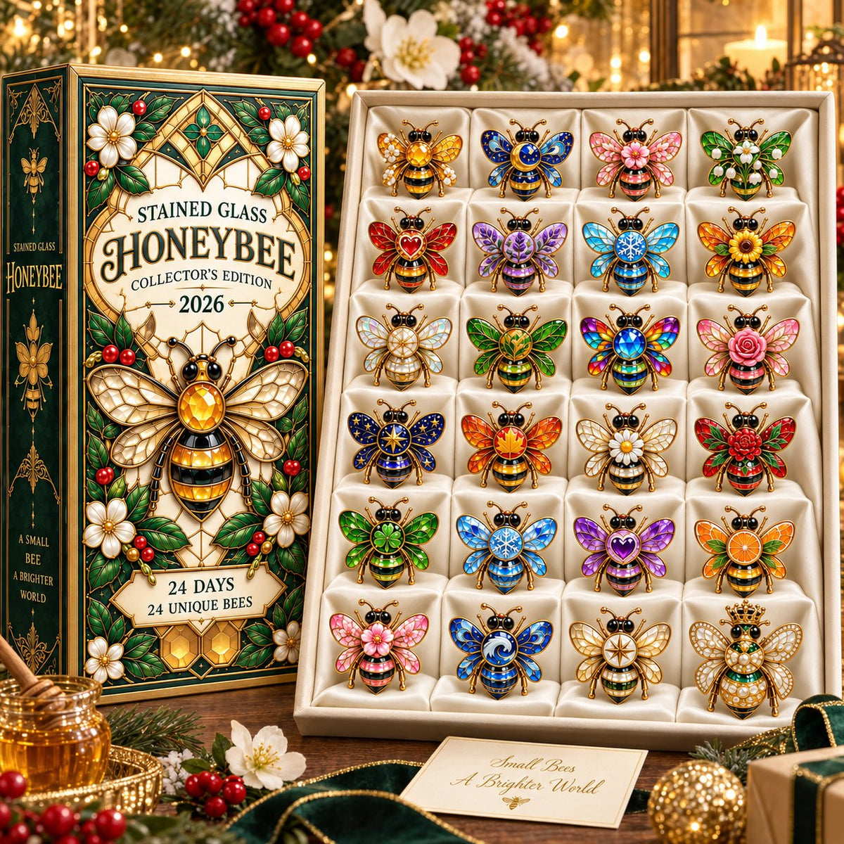 24 Days of Brilliant Wings — Stained Glass Honeybee Collector’s advent calendar