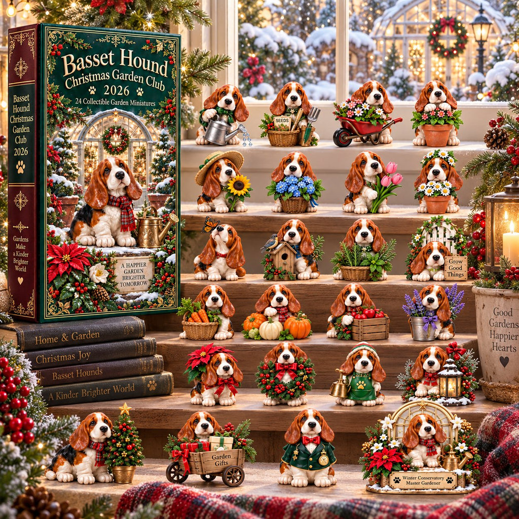 24 Days of Garden Joy — Basset Hound Christmas Garden Club advent calendar
