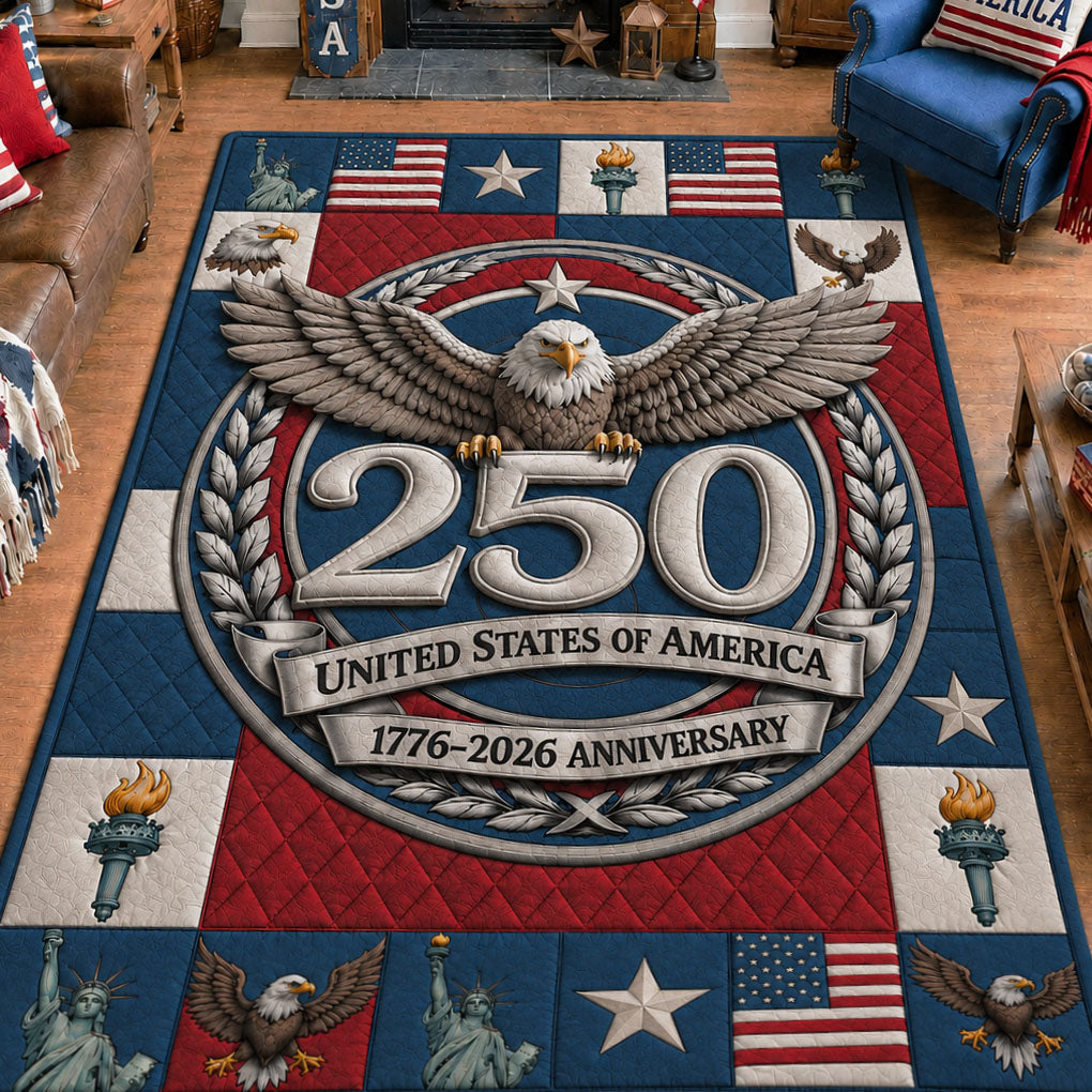 250 USA Anniversary area rug in a living room