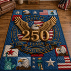 250 USA Anniversary area rug in a living room