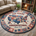 250 Years Semiquincentennial Round Mat Rug - washable non-slip printed rug