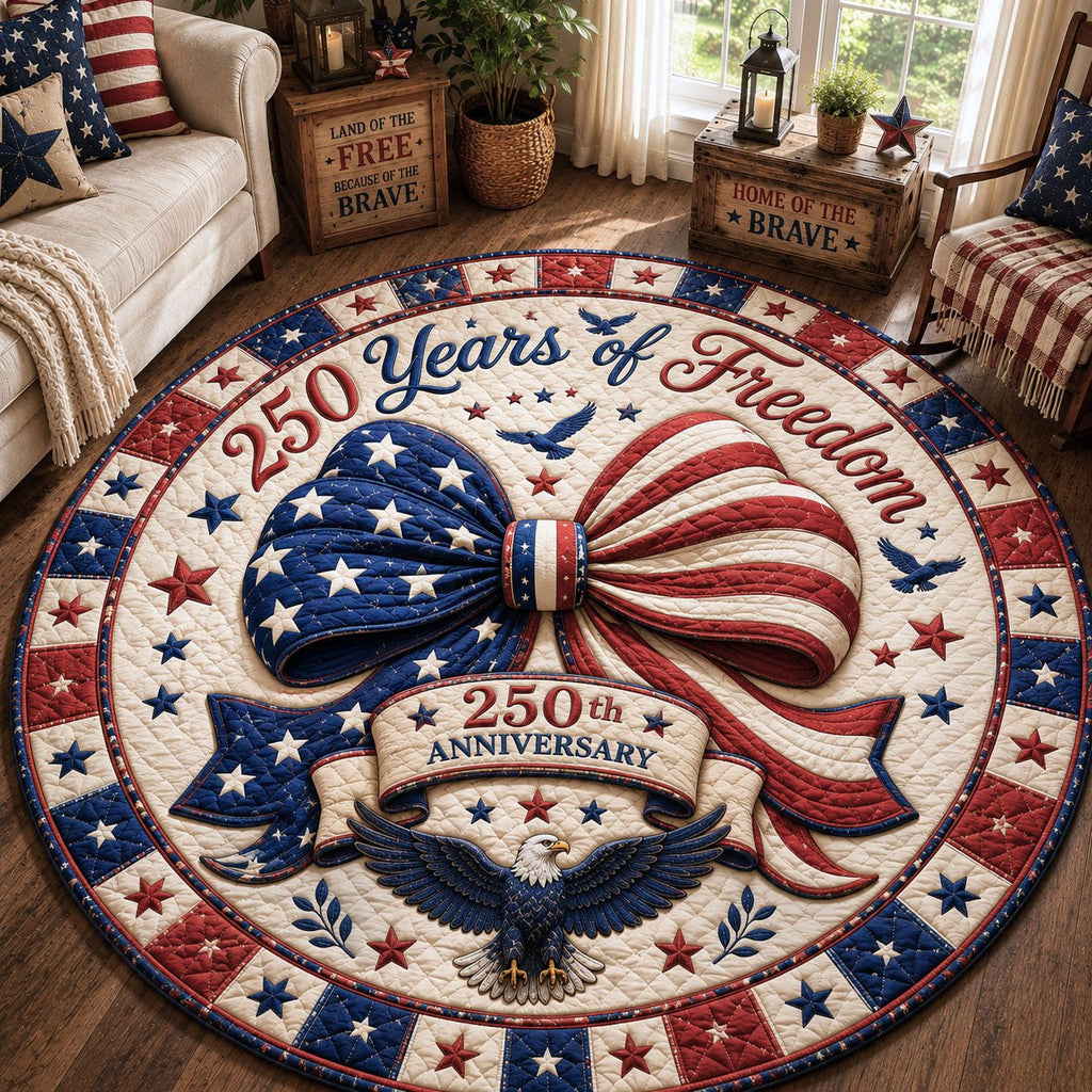250 Years of Freedom Bow Round Mat Rug - Nature Design | Serene Home Decor