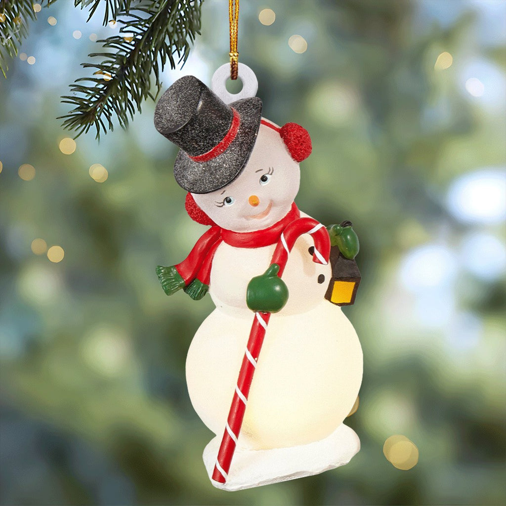 Top Hat Candy Cane Snowman Christmas Ornament