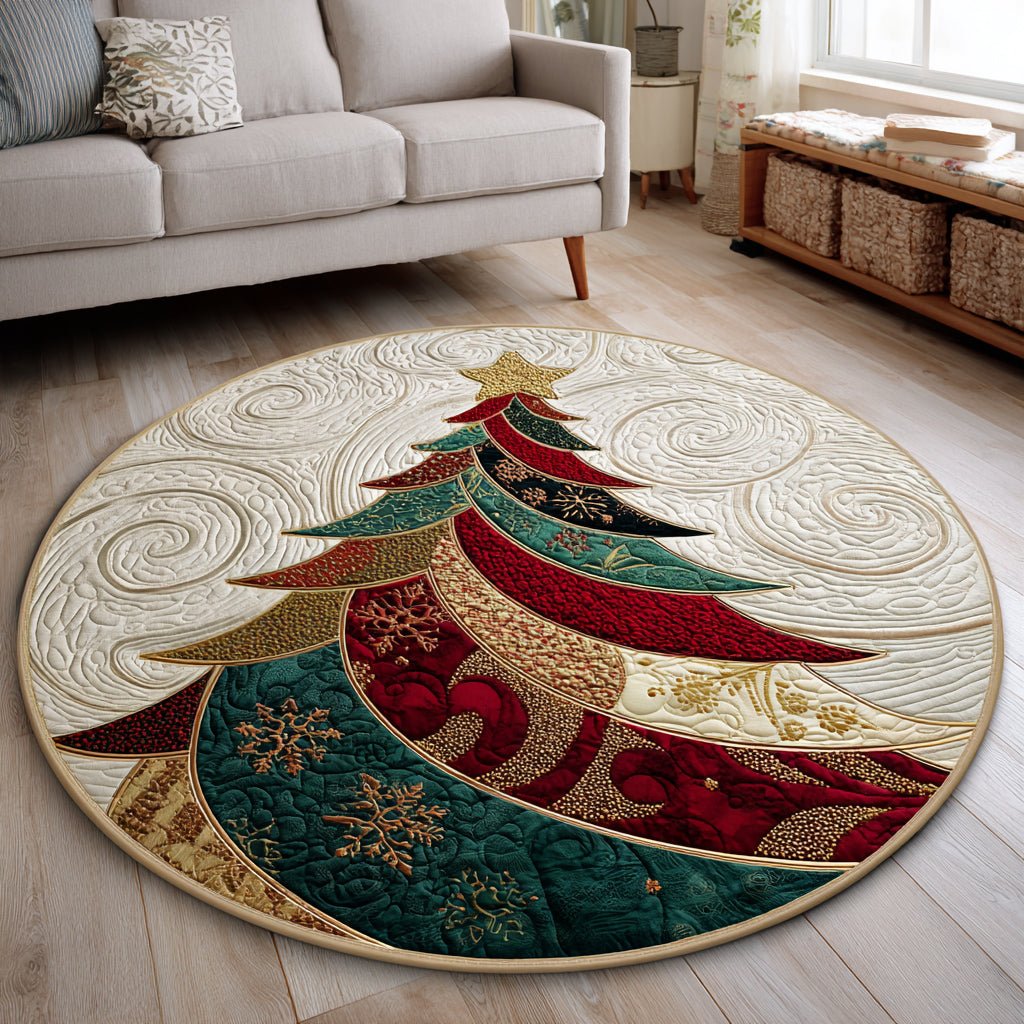 Abstract Christmas Tree Round Mat Rug - washable non-slip printed rug