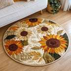 Abundant Sunflowers Round Mat Rug - washable non-slip printed rug