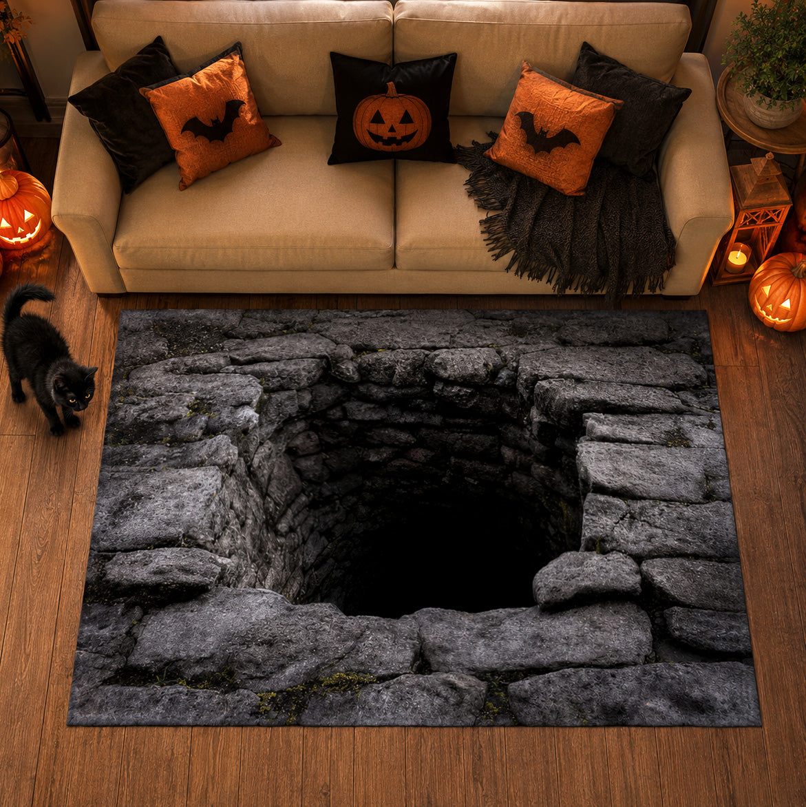 Abyss Gate area rug in a living room