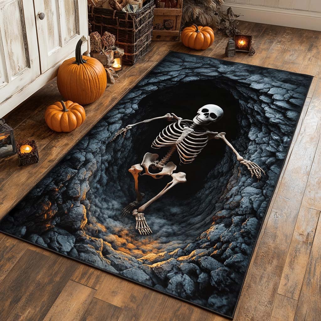 Abyss Skeleton area rug in a living room