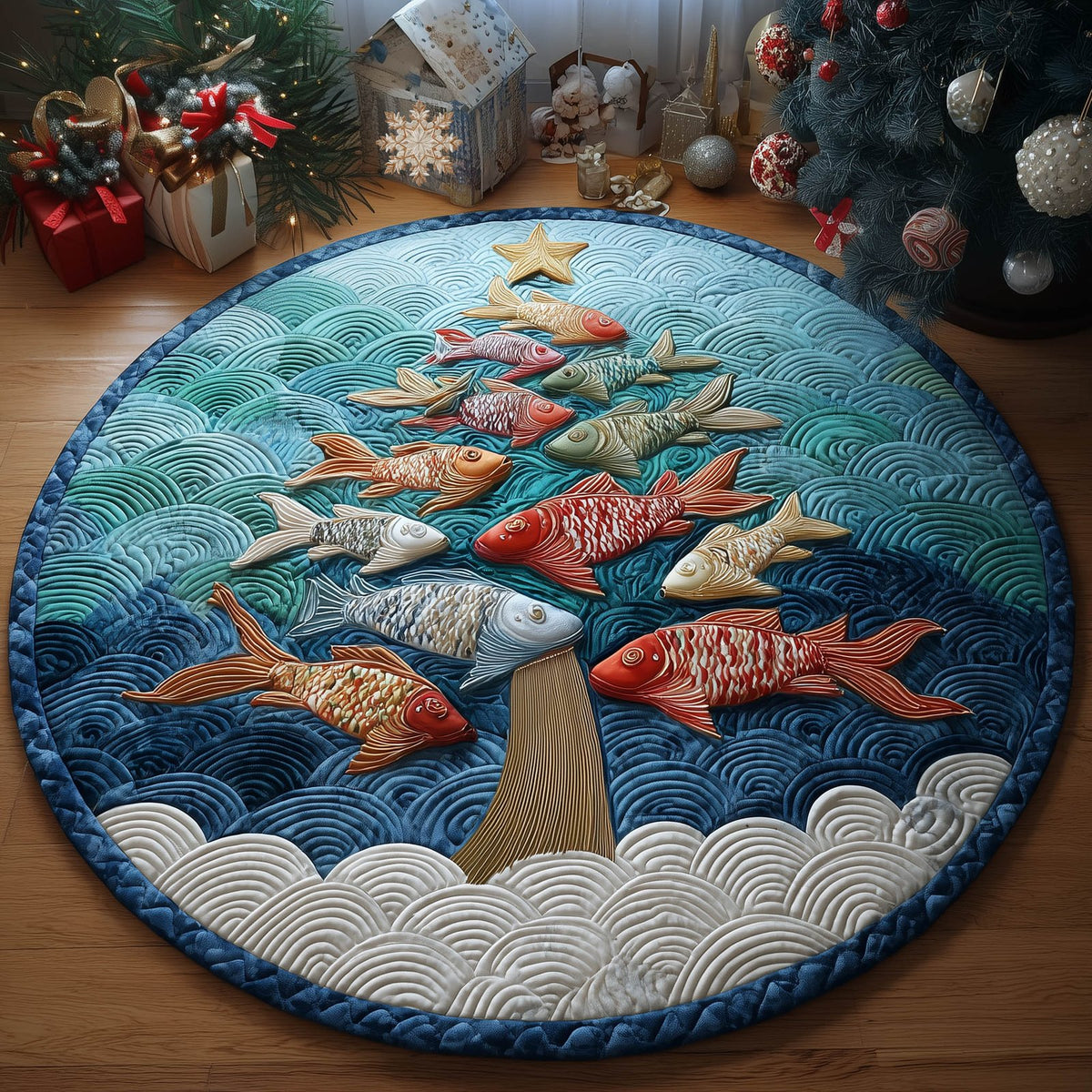 Abyssal Christmas Round Mat Rug - Nature Design | Serene Home Decor