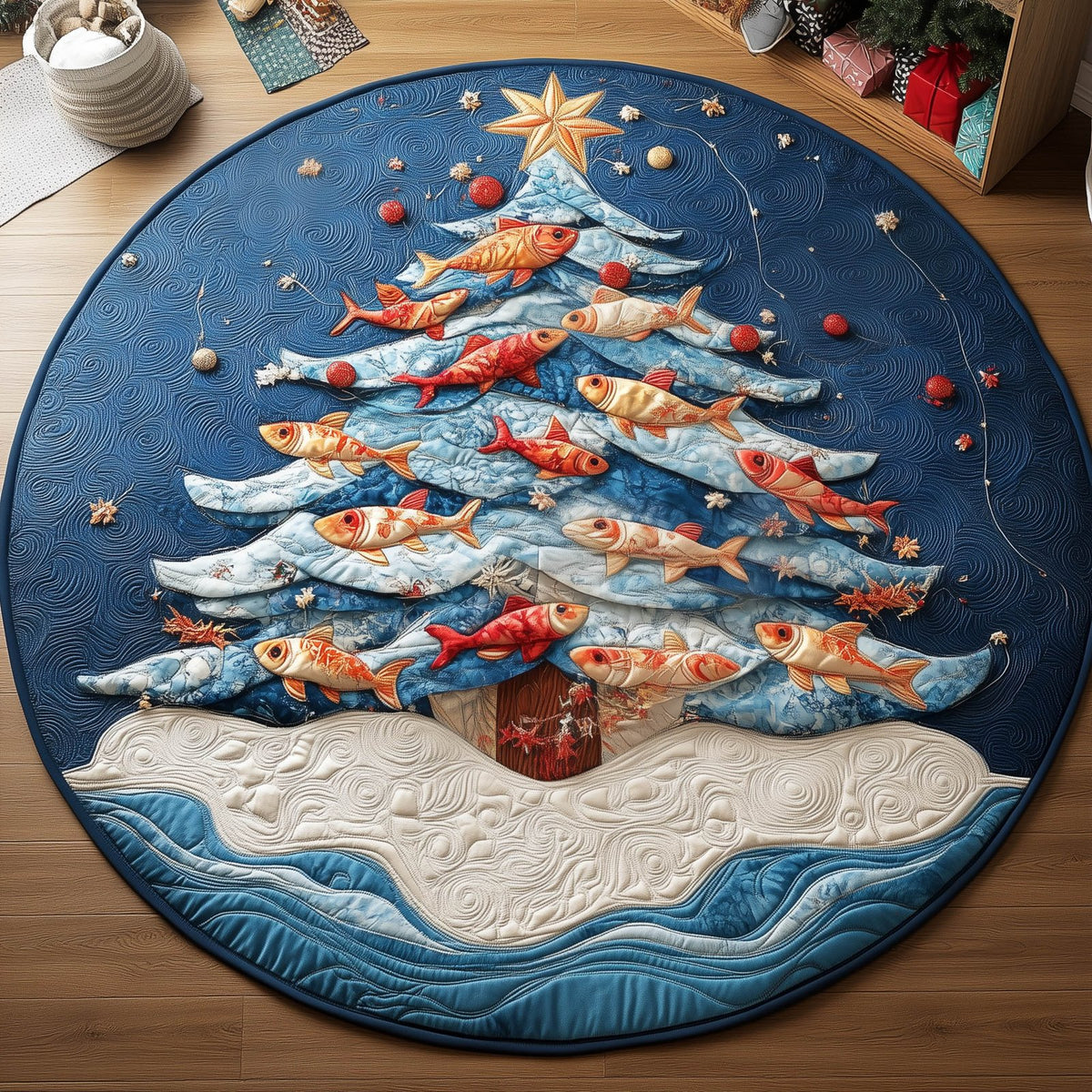 Abyssal Christmas Round Mat Rug - washable non-slip printed rug