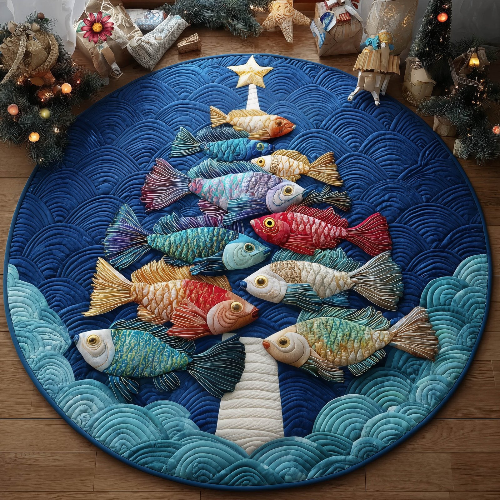 Abyssal Christmas Round Mat Rug - Nature Design | Serene Home Decor
