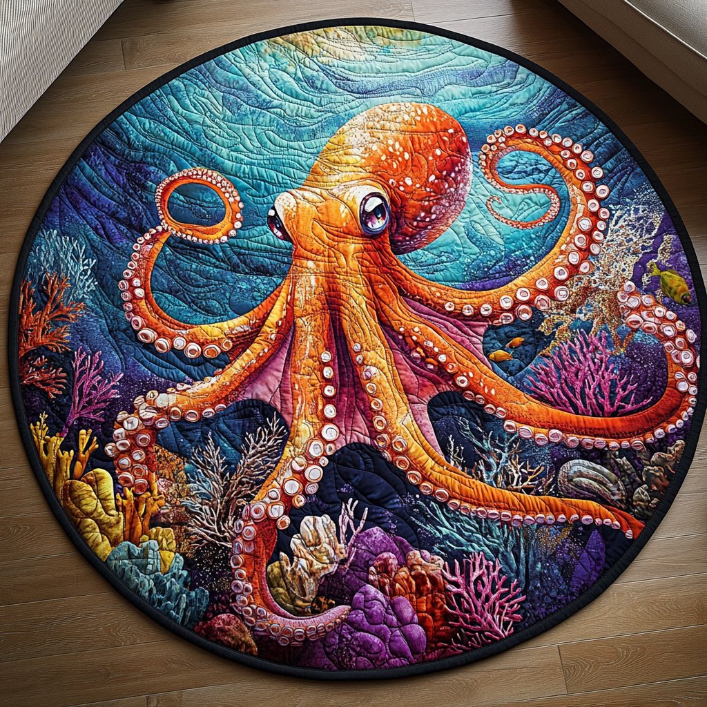 Abyssal Secrets Round Mat Rug - washable non-slip printed rug