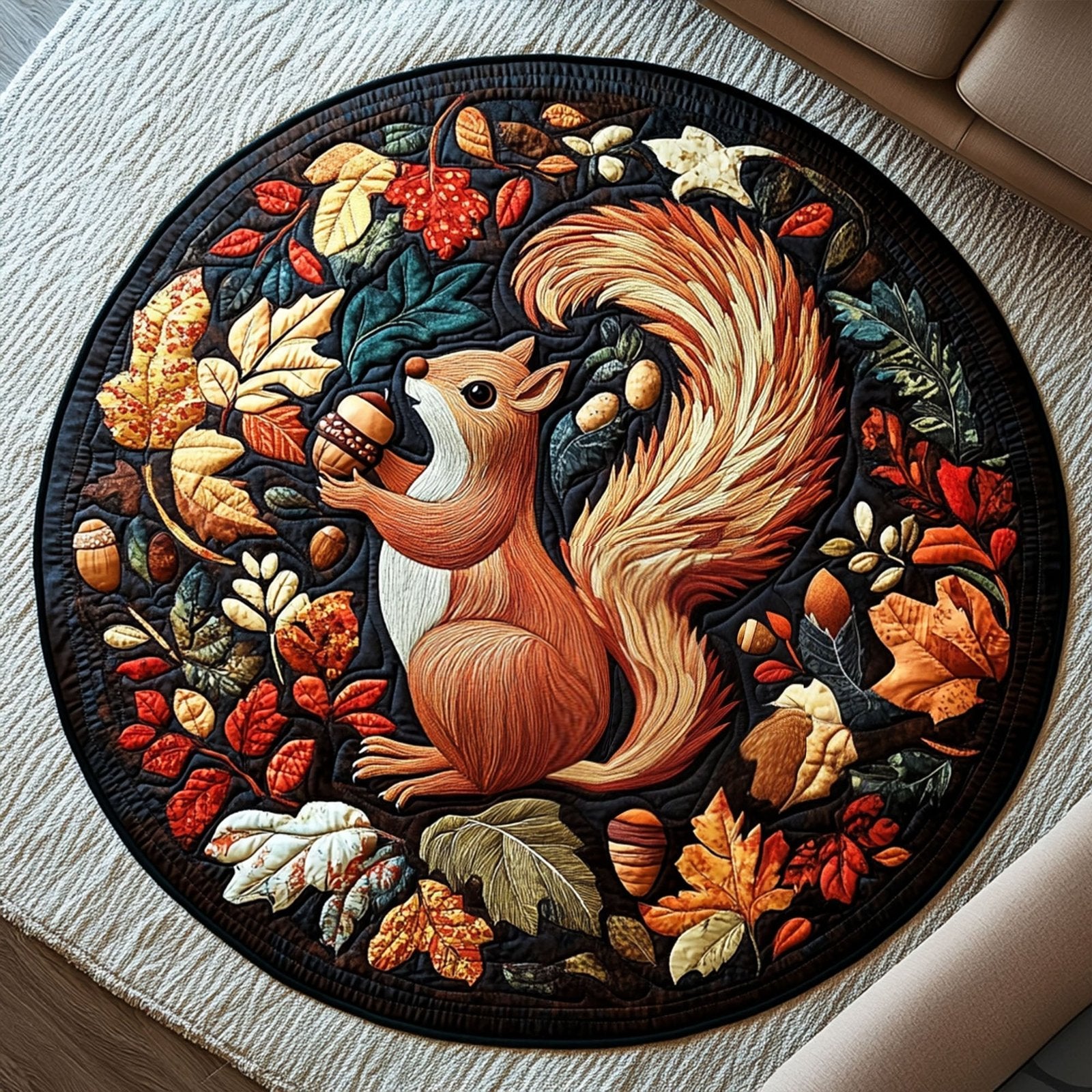 Acorn Delight Round Mat Rug - Nature Design | Serene Home Decor