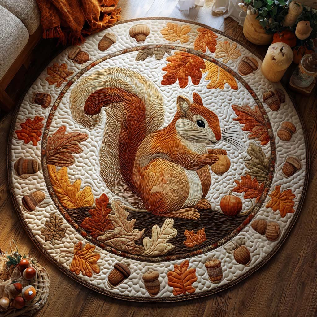Acorn Tales Round Mat Rug - Nature Design | Serene Home Decor