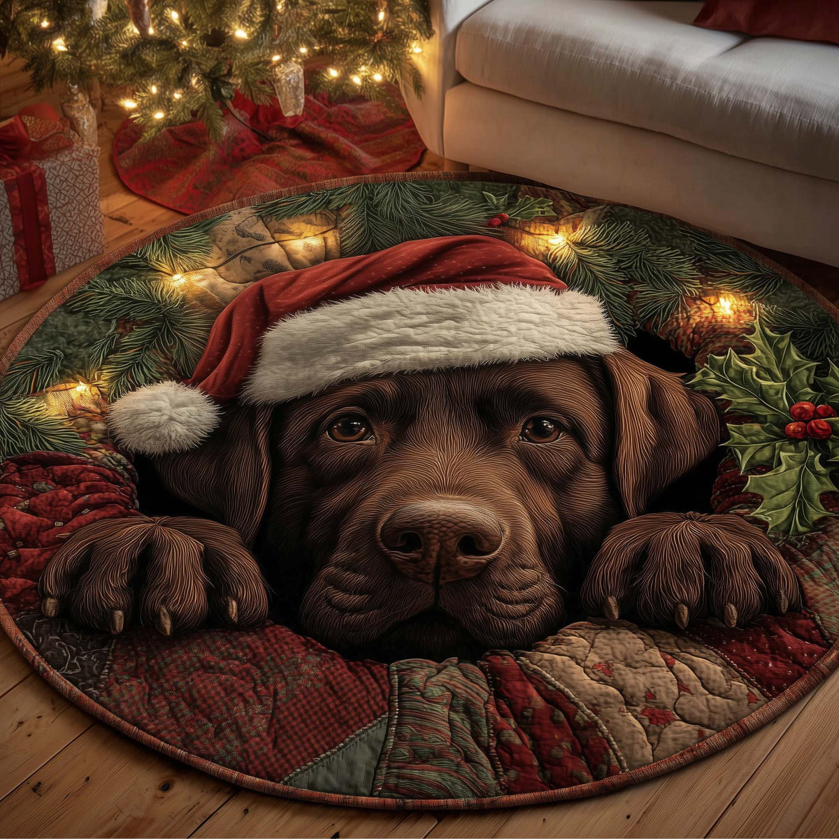 Adorable Labrador Round Mat Rug - Nature Design | Serene Home Decor (Design 1) - washable non-slip printed rug
