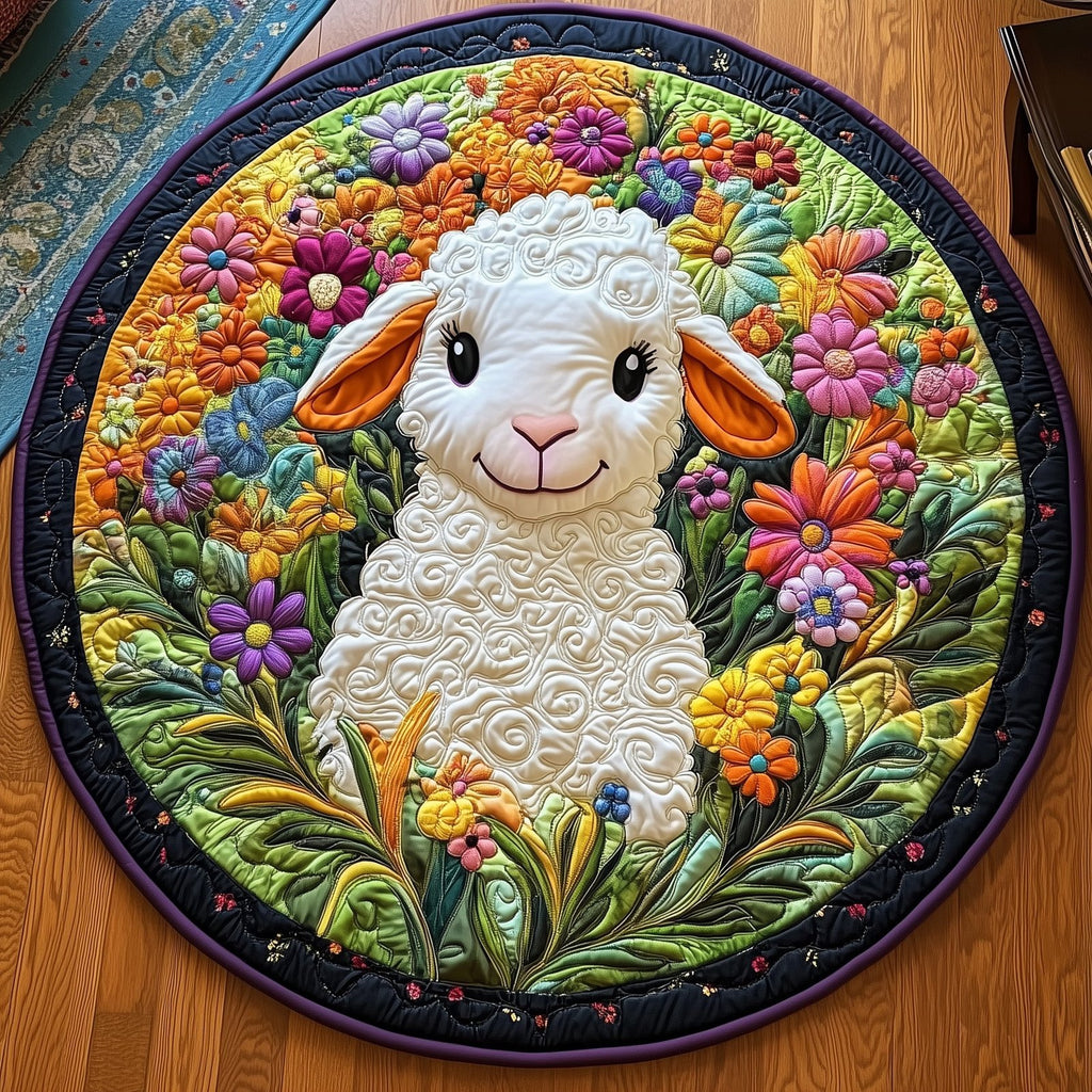 Adorable Lamb Round Mat Rug - washable non-slip printed rug