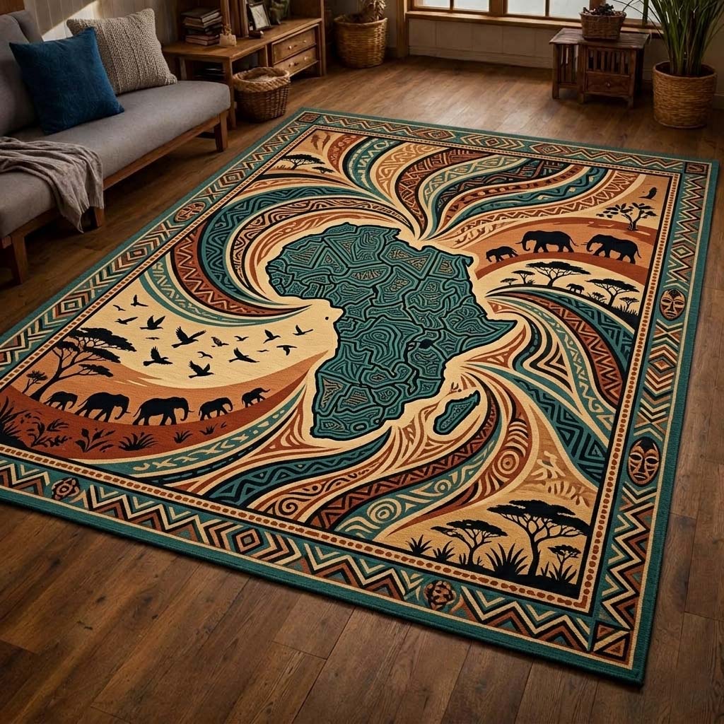Africa Heritage area rug in a living room