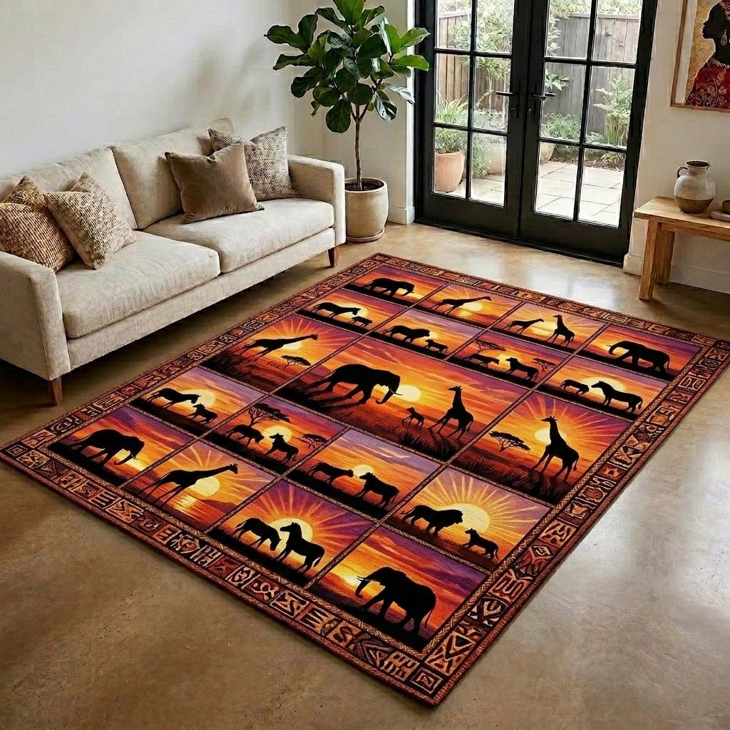 Africa Heritage area rug in a living room