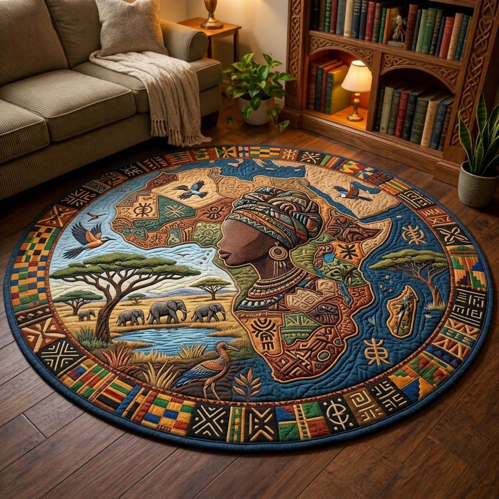 Africa Heritage Round Mat Rug - Nature Design | Serene Home Decor