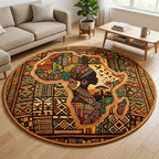 Africa Legacy Round Mat Rug - washable non-slip printed rug