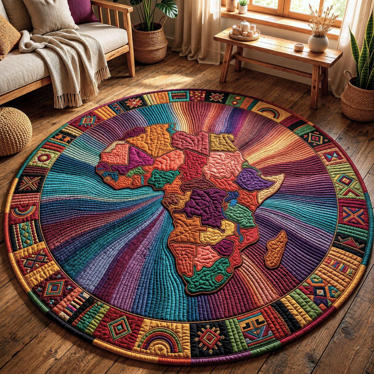 Africa Map Round Mat Rug - Nature Design | Serene Home Decor