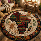 Africa Map Round Mat Rug - washable non-slip printed rug