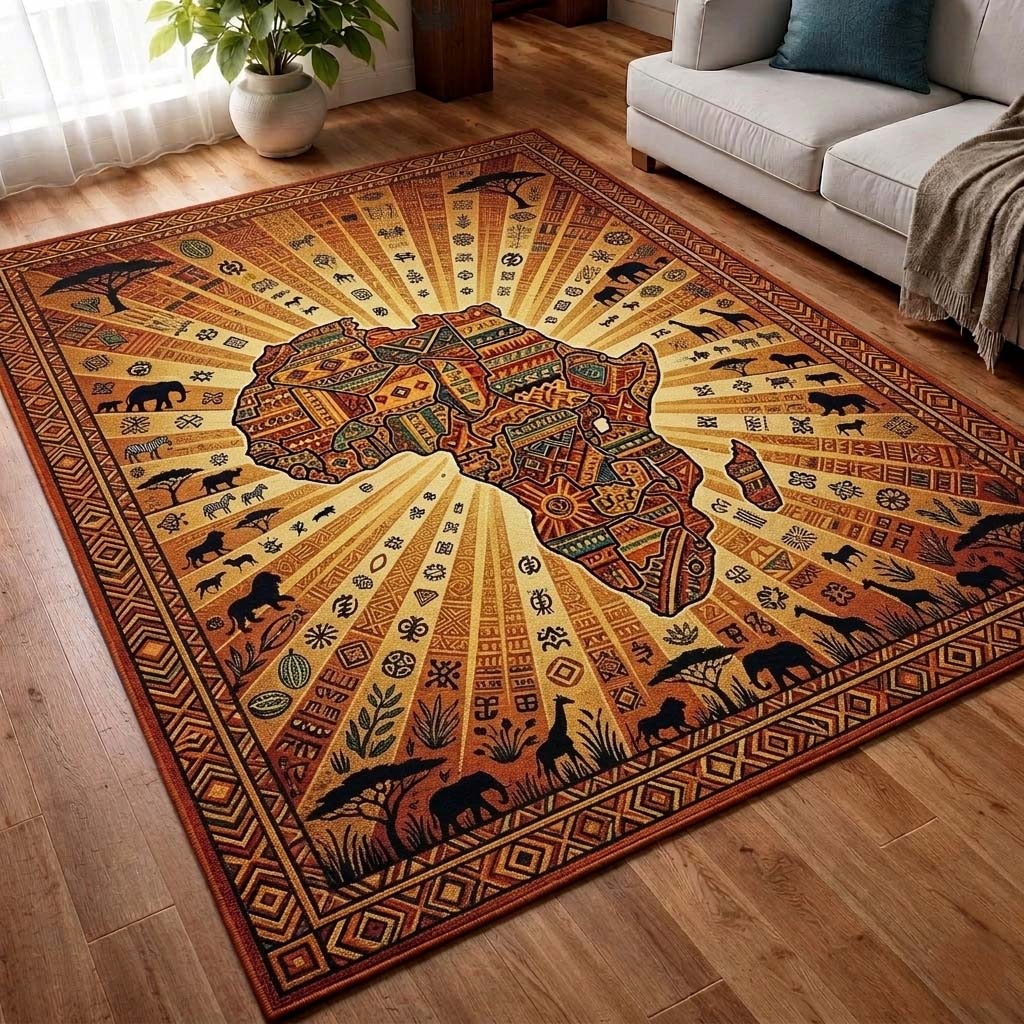 Africa Soul area rug in a living room