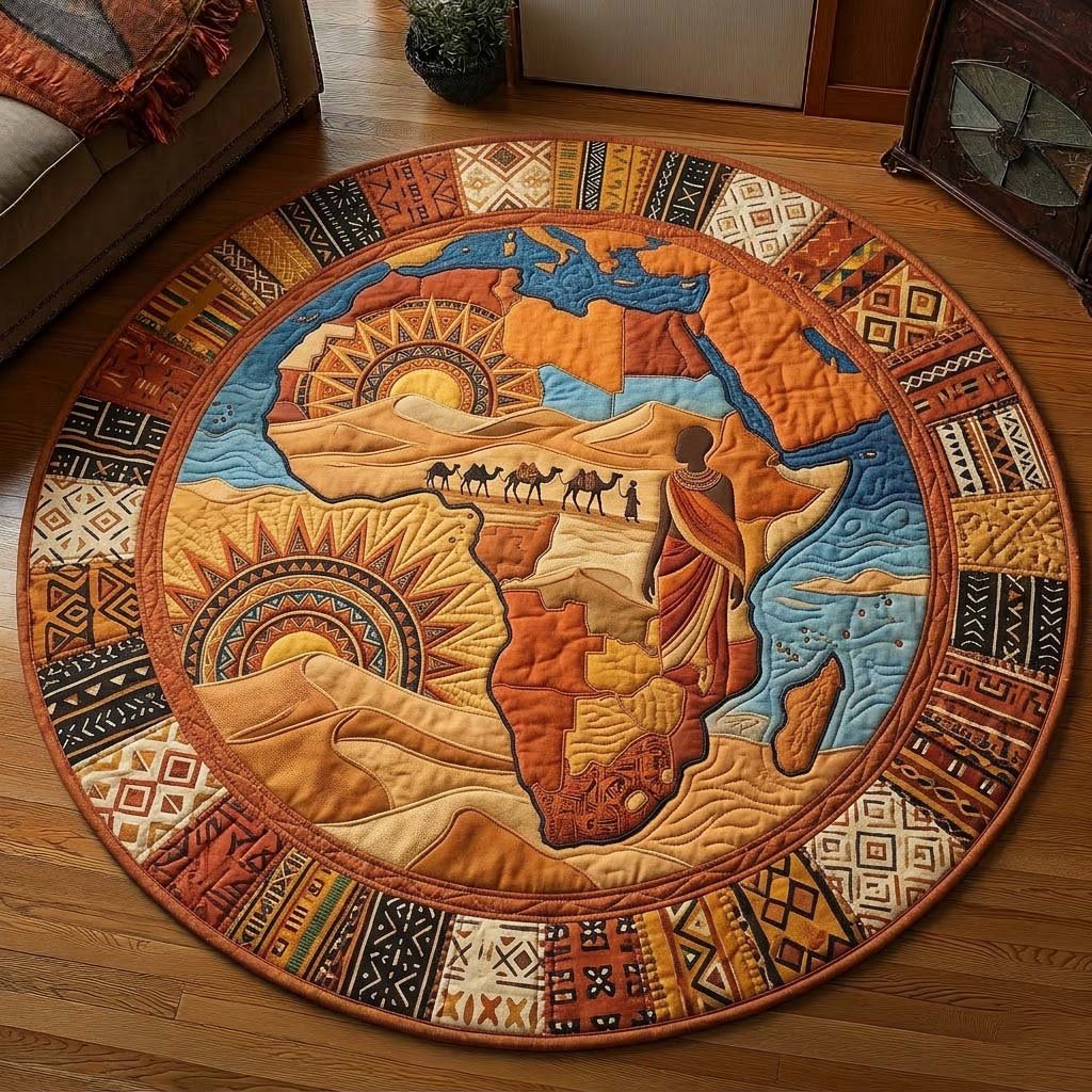 Africa Soul Round Mat Rug - washable non-slip printed rug