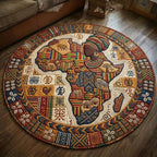 Africa Spirit Round Mat Rug - washable non-slip printed rug