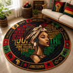African American Woman Honoring Juneteenth Round Mat Rug - washable non-slip printed rug