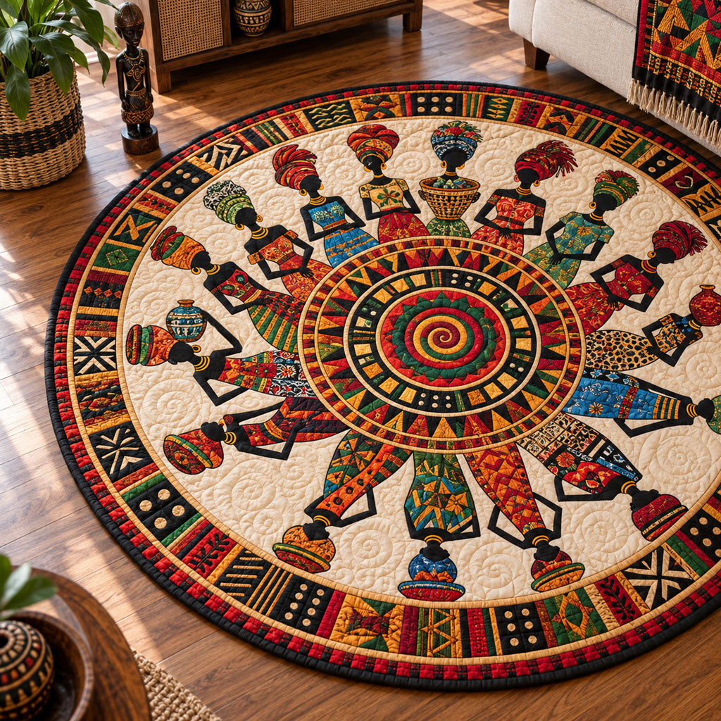 African Dawn Round Mat Rug - Nature Design | Serene Home Decor - washable non-slip printed rug