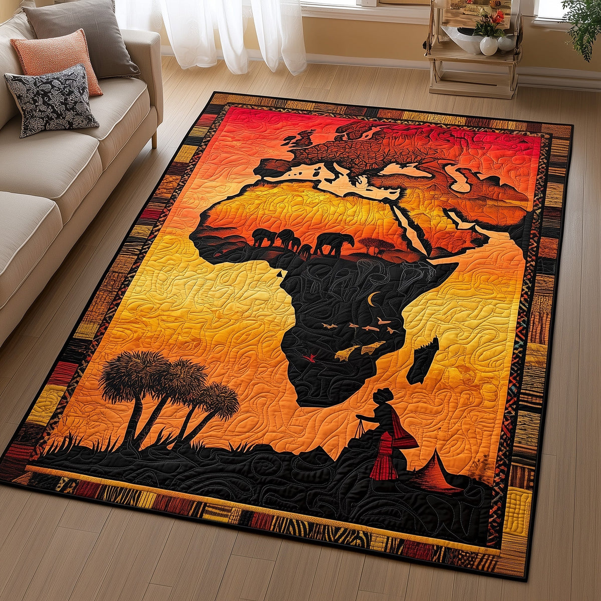 African Dream area rug in a living room