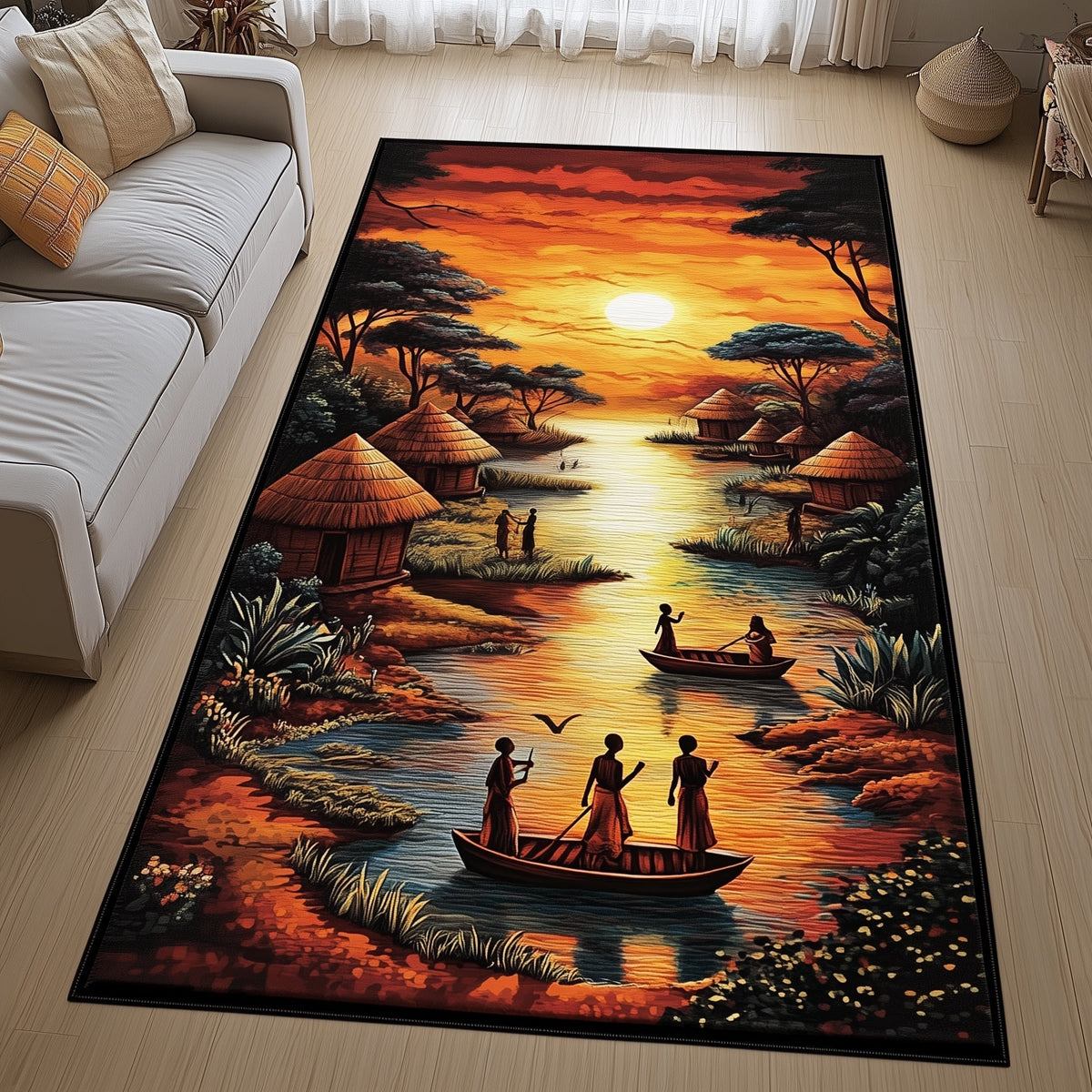 African Dream area rug in a living room