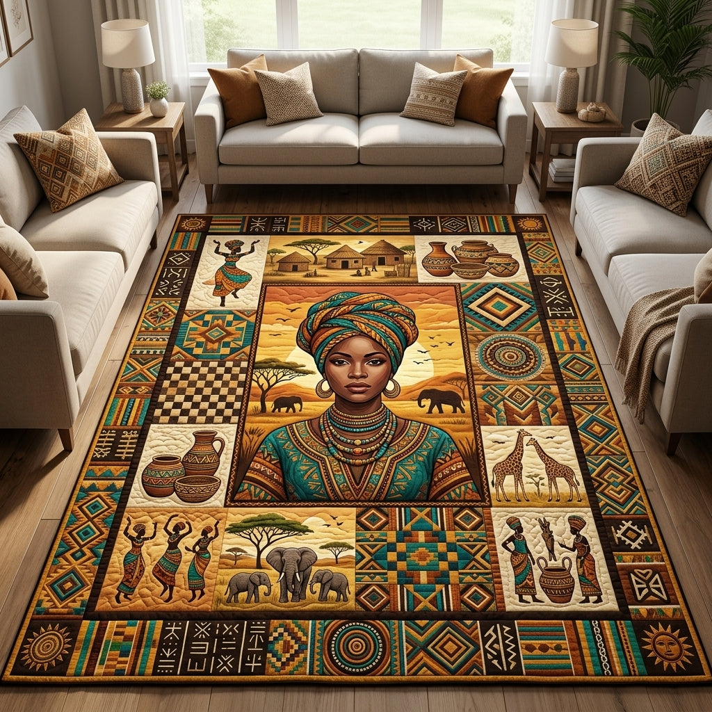 African Heritage area rug in a living room