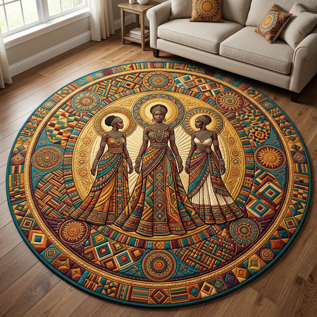 African Heritage Round Mat Rug - Nature Design | Serene Home Decor