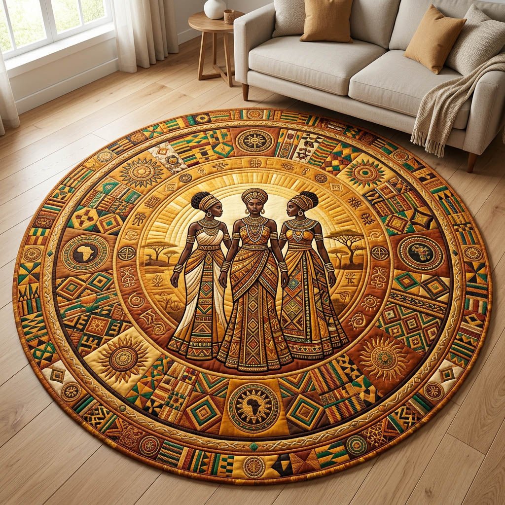 African Heritage Round Mat Rug - Nature Design | Serene Home Decor