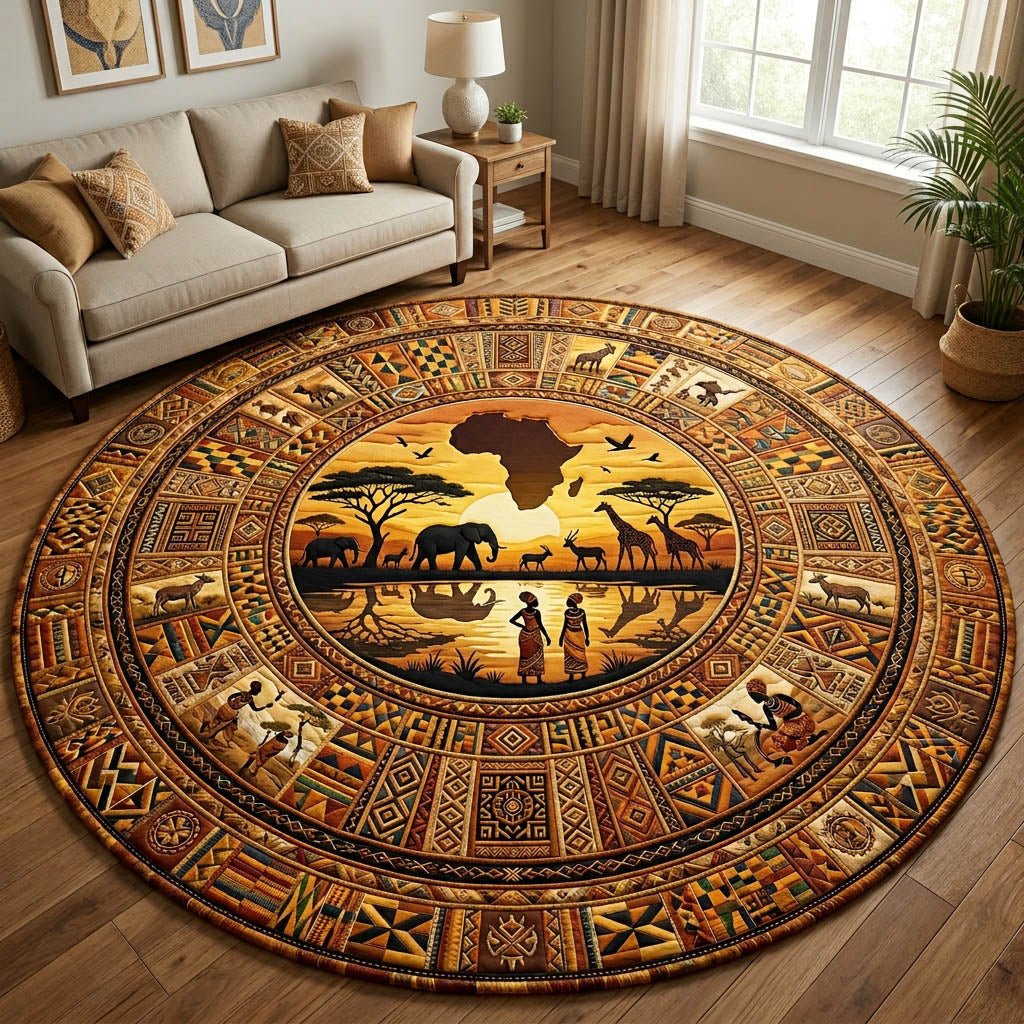African Heritage Round Mat Rug - Nature Design | Serene Home Decor