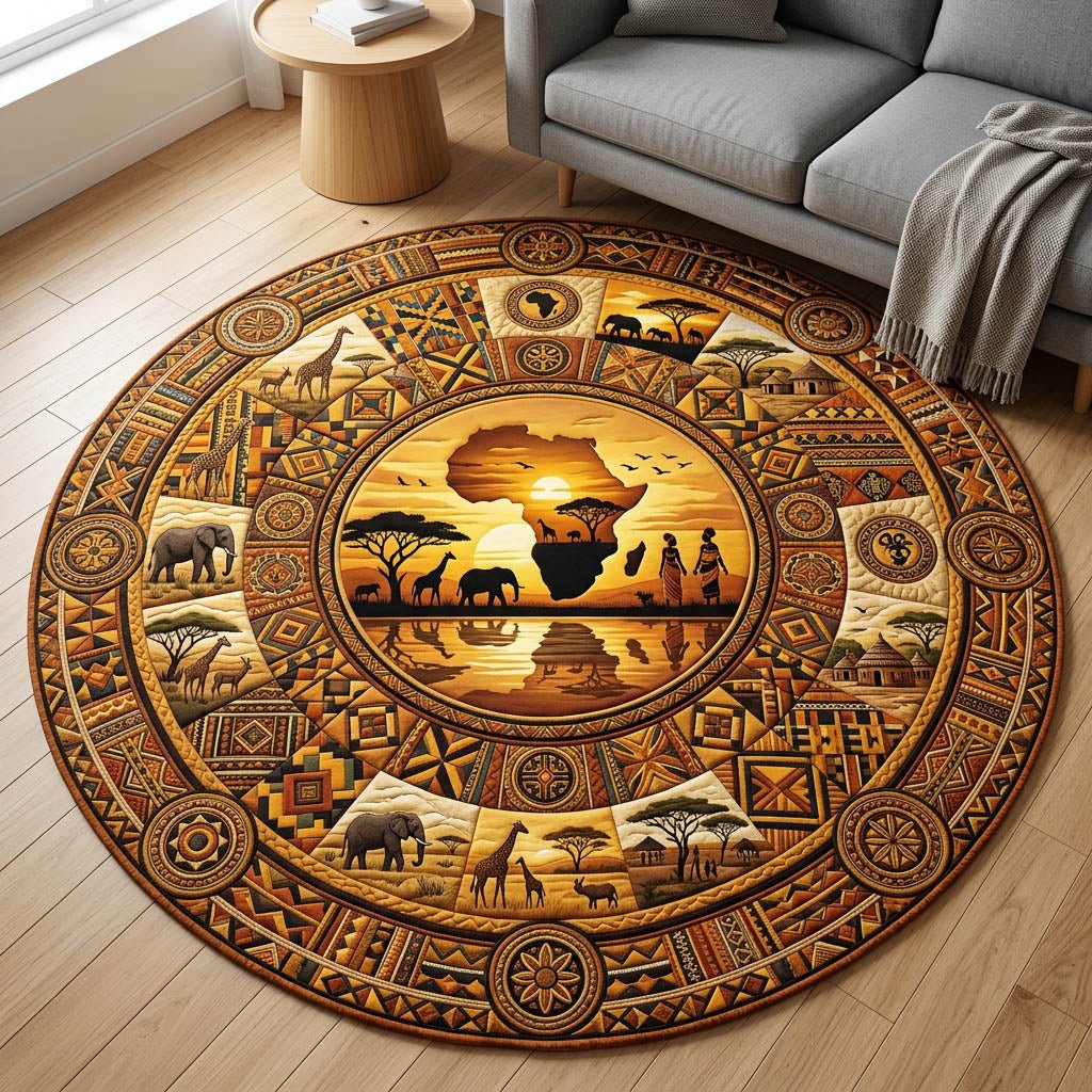 African Heritage Round Mat Rug - Nature Design | Serene Home Decor