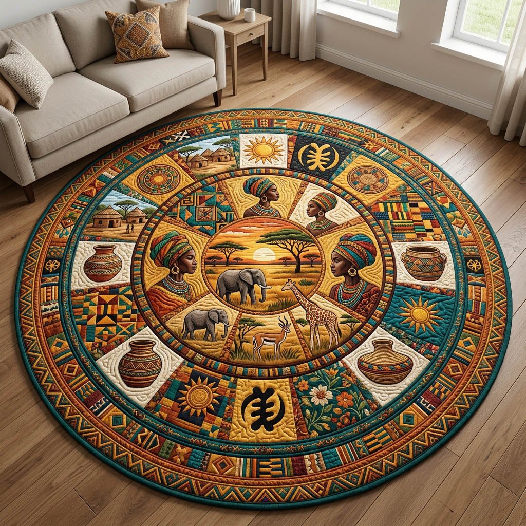 African Heritage Round Mat Rug - Nature Design | Serene Home Decor