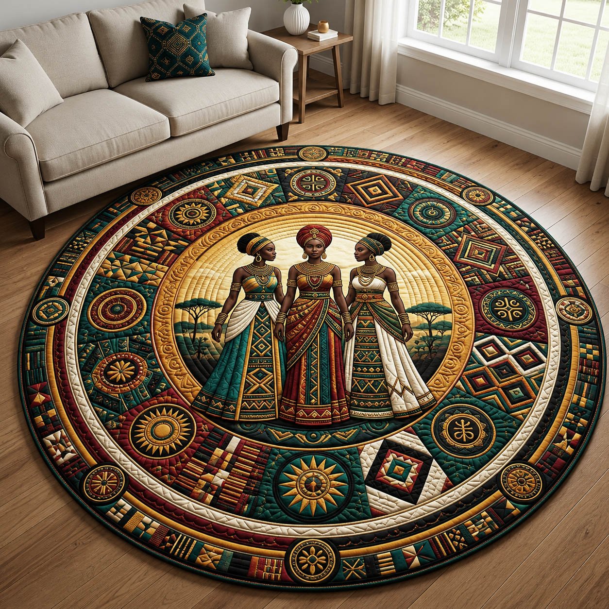 African Heritage Round Mat Rug - Nature Design | Serene Home Decor