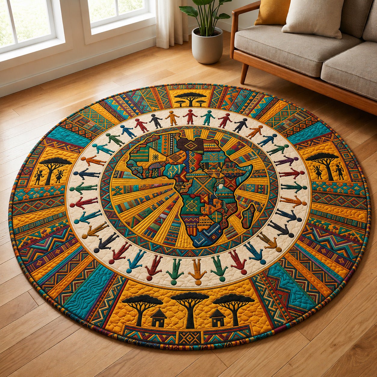 African Heritage Round Mat Rug - Nature Design | Serene Home Decor
