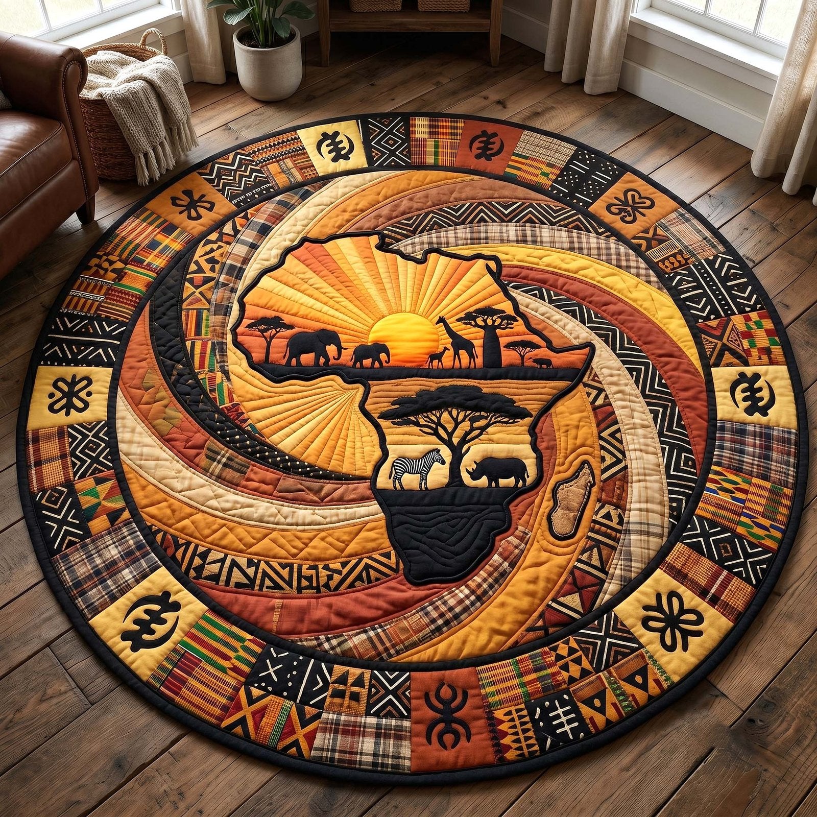 African Roots Round Mat Rug - Nature Design | Serene Home Decor
