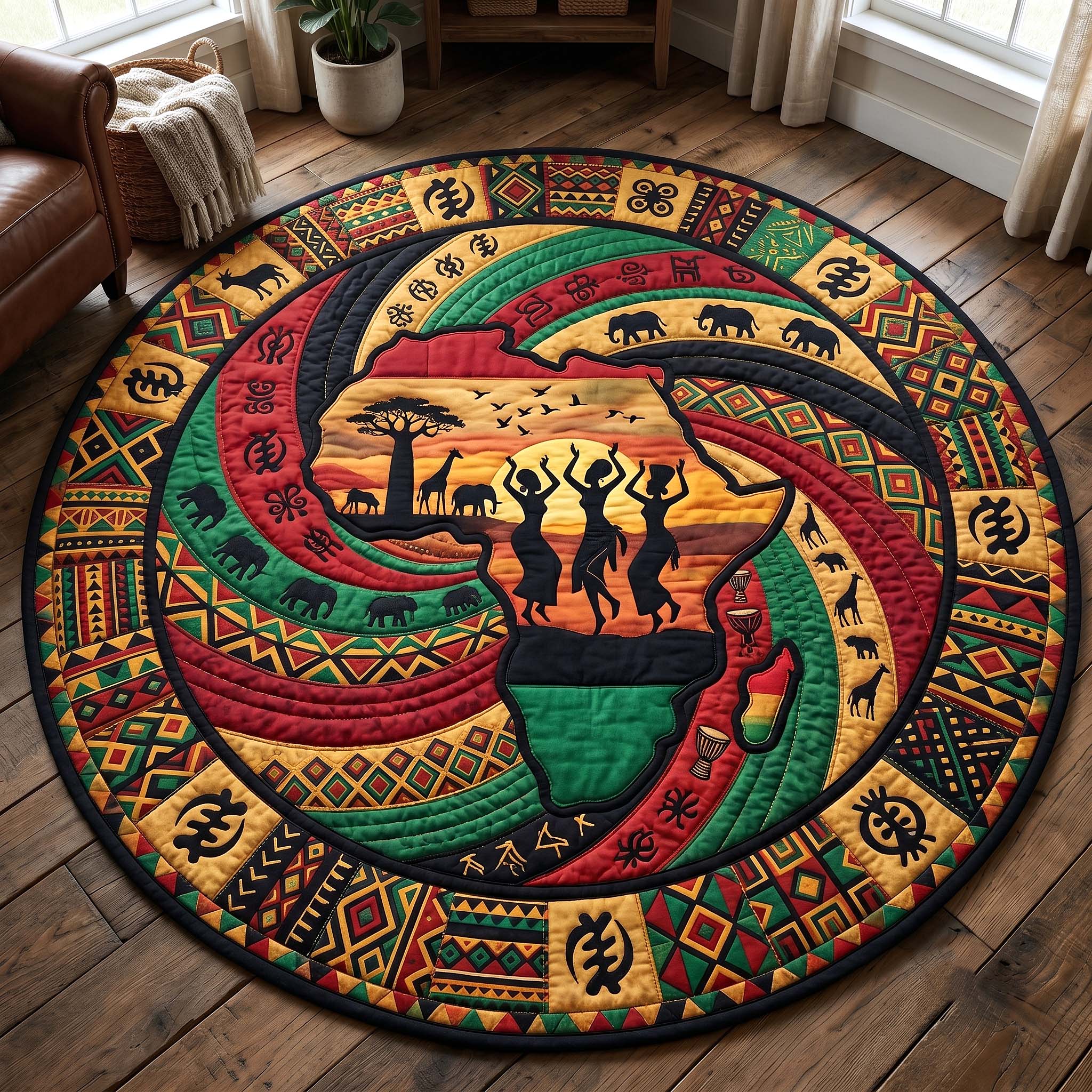 African Roots Round Mat Rug GFTOTP19696
