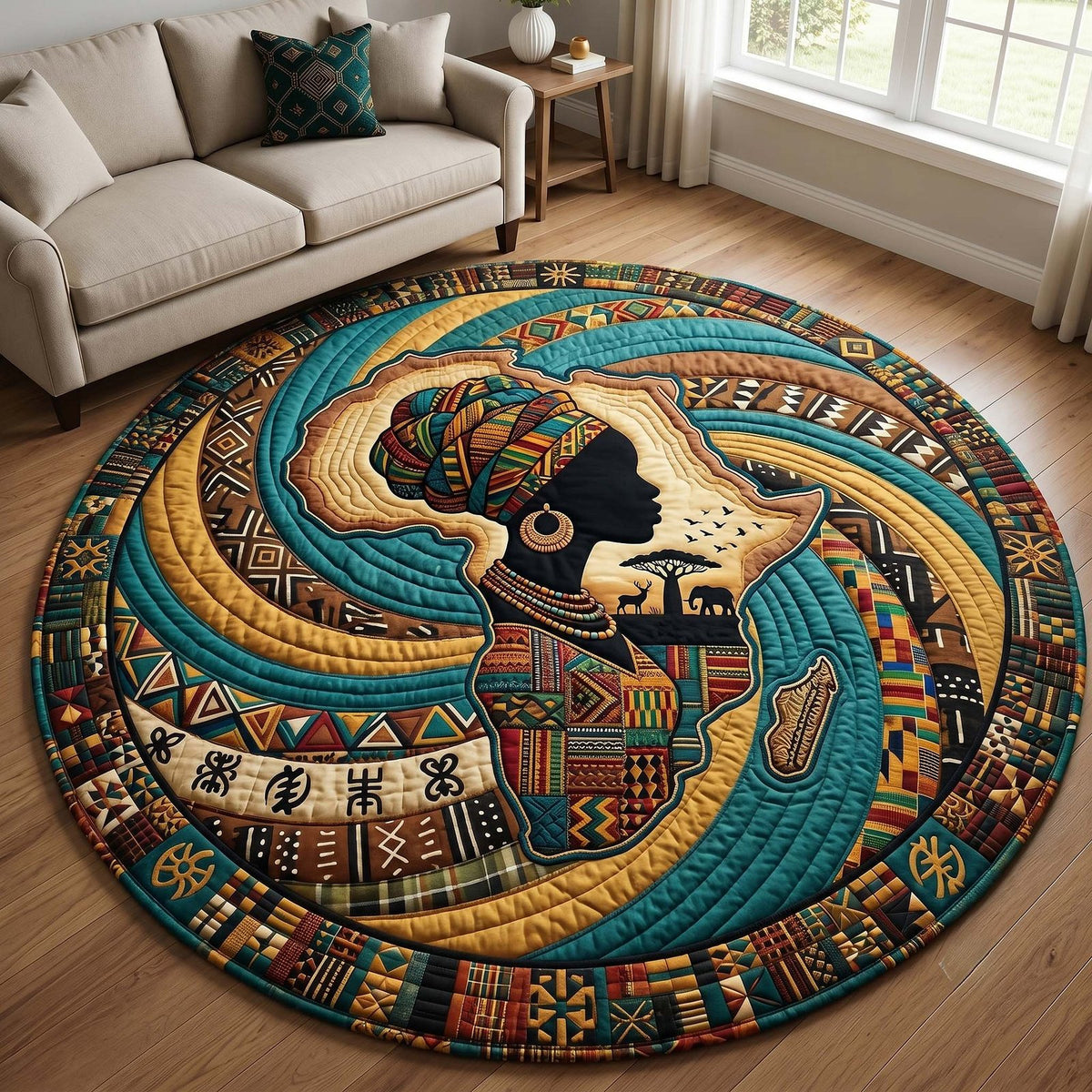 African Roots Round Mat Rug - Nature Design | Serene Home Decor