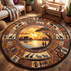 African Roots (Design 6) Round Mat Rug - washable non-slip printed rug