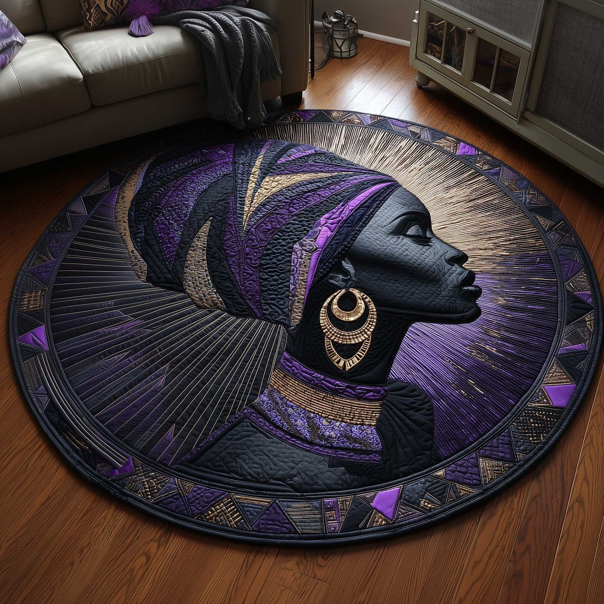 African Sunlight (Design 2) Round Mat Rug - washable non-slip printed rug