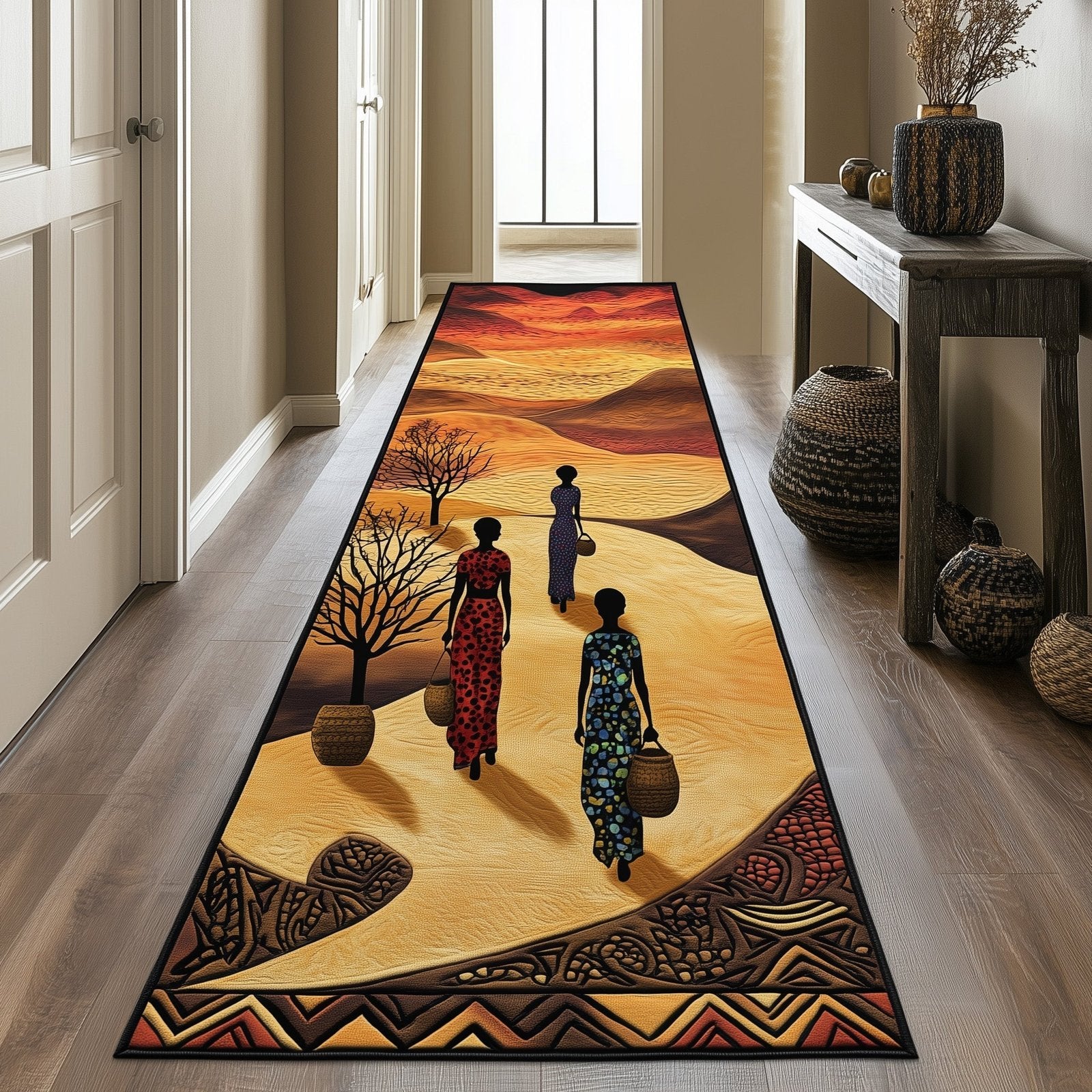 African Sunlight Runner Rug - Nature Design | Serene Runner Rug