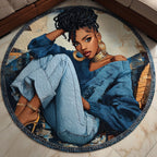 Afro Pride Round Mat Rug - washable non-slip printed rug